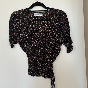 Faithfull the Brand Floral Wrap Short-Sleeve Top